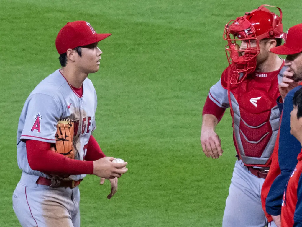 Shohei Ohtani and former Astro Max Stassi make for a good team. (Photo by F. Carter Smith)