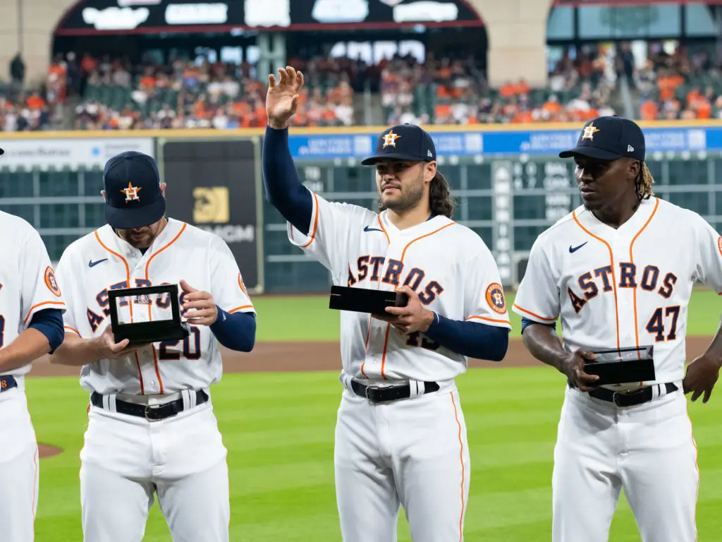 Lance McCullers Jr. is on the 60 day injured list, but he still received plenty of love from Astros fans on ring night. (Photo by F. Carter Smith)
