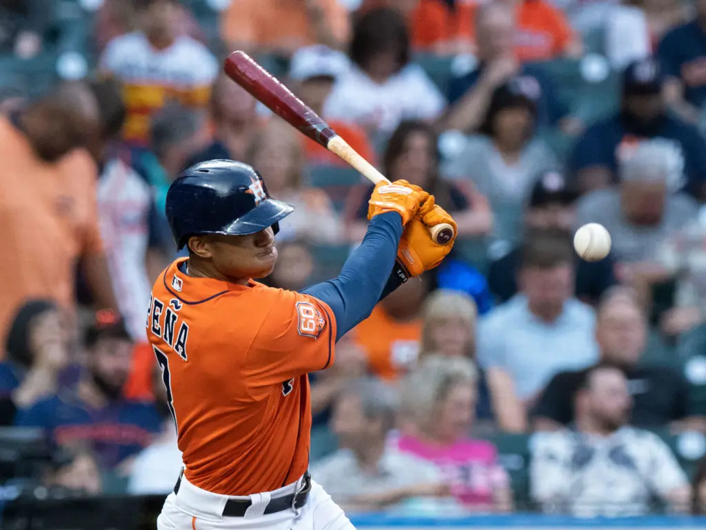 Jeremy Pena is doing better than fine with the bat so far for the Houston Astros. (Photo by F. Carter Smith)