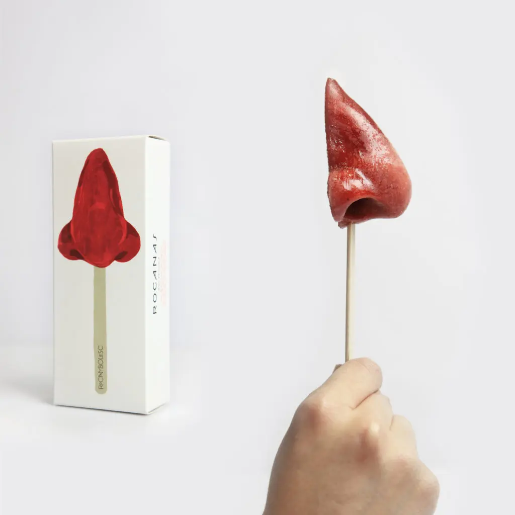 Chef Roca created a 3D mold of his rather large nose and created a popsicle flavored with strawberry and rose water.