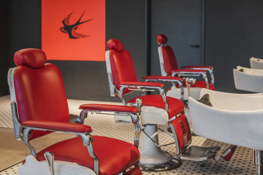 Chairs at Squared Away, The Village’s barber shop. 