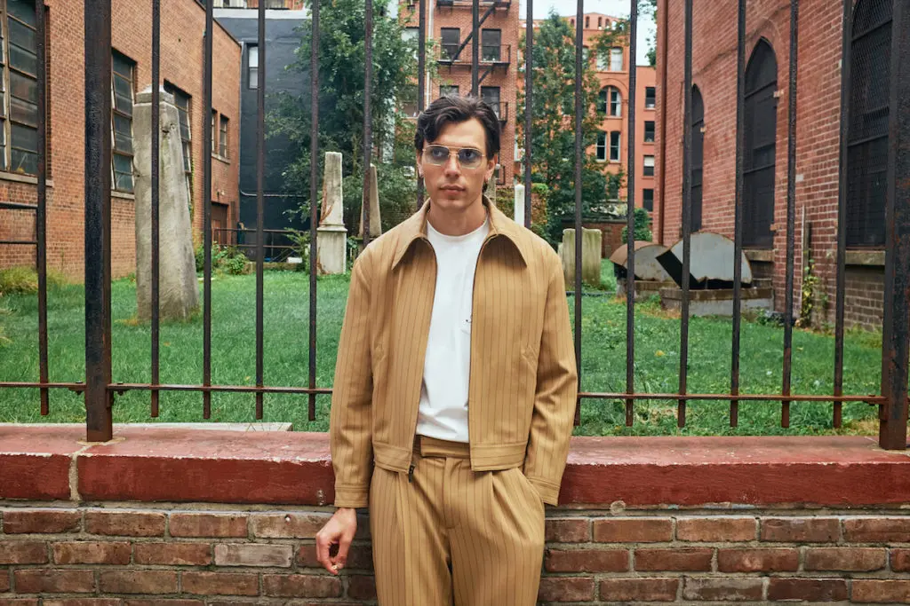The Leisure Jacket ($450) and Trouser ($375) in camel and burgundy. 