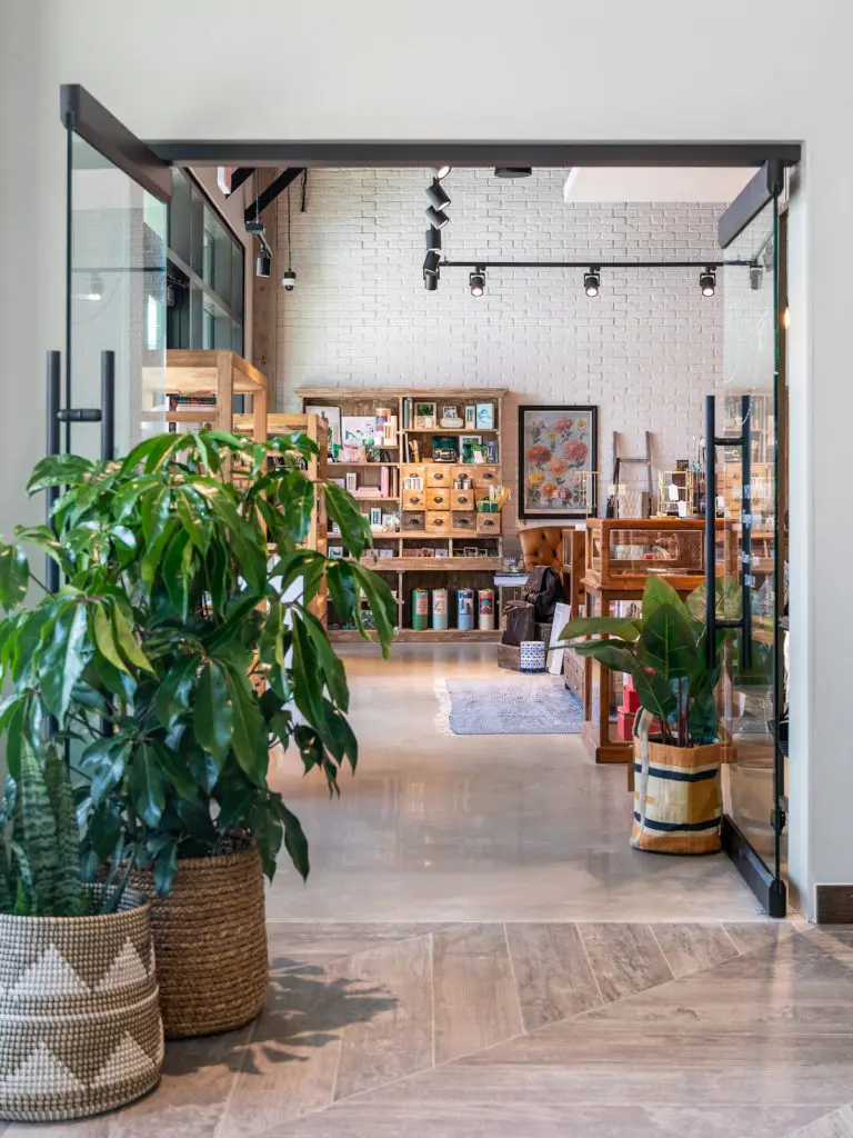 The entryway to Linger from Buzz & Bustle coffee house. 