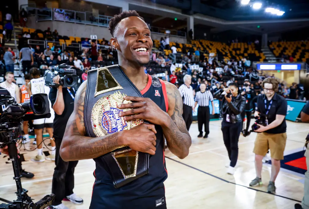 University of Houston high flyer Taze Moore won the college Slam Dunk Championship with ease. Now many more opportunities await him. (@UHCougarMBK)