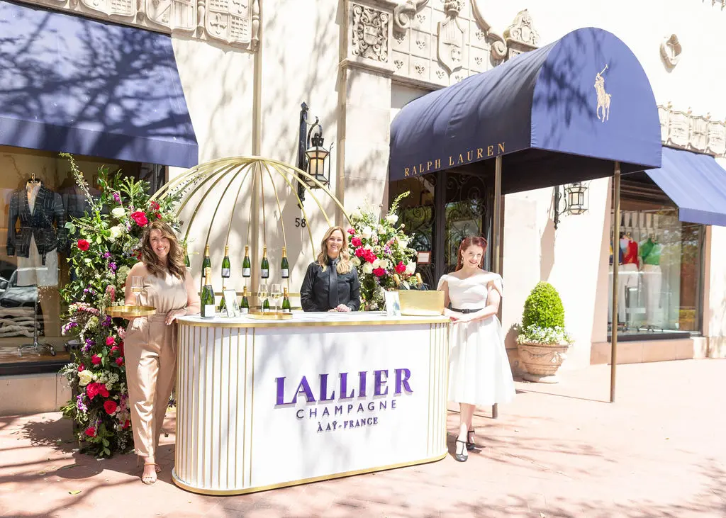 The Lallier Champagne cart outside of Ralph Lauren at the Highland Park Village Spring Shopping Stroll. (Photo by Grant Miller)