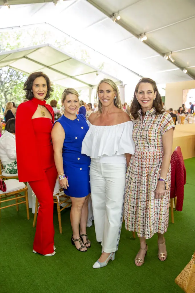 Laura Arnold, Katherine Elza, Courtney Sarofim, Aliyya Stude at the Bayou Bend Collection and Gardens fashion show luncheon (Photo by Jenny Antill)
