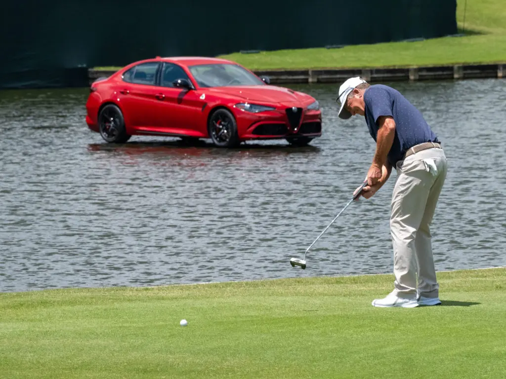 A car that appears to be floating on the lake is just part of the charms of The Champions Tour's Woodlands stop. (Photo by F. Carter Smith)