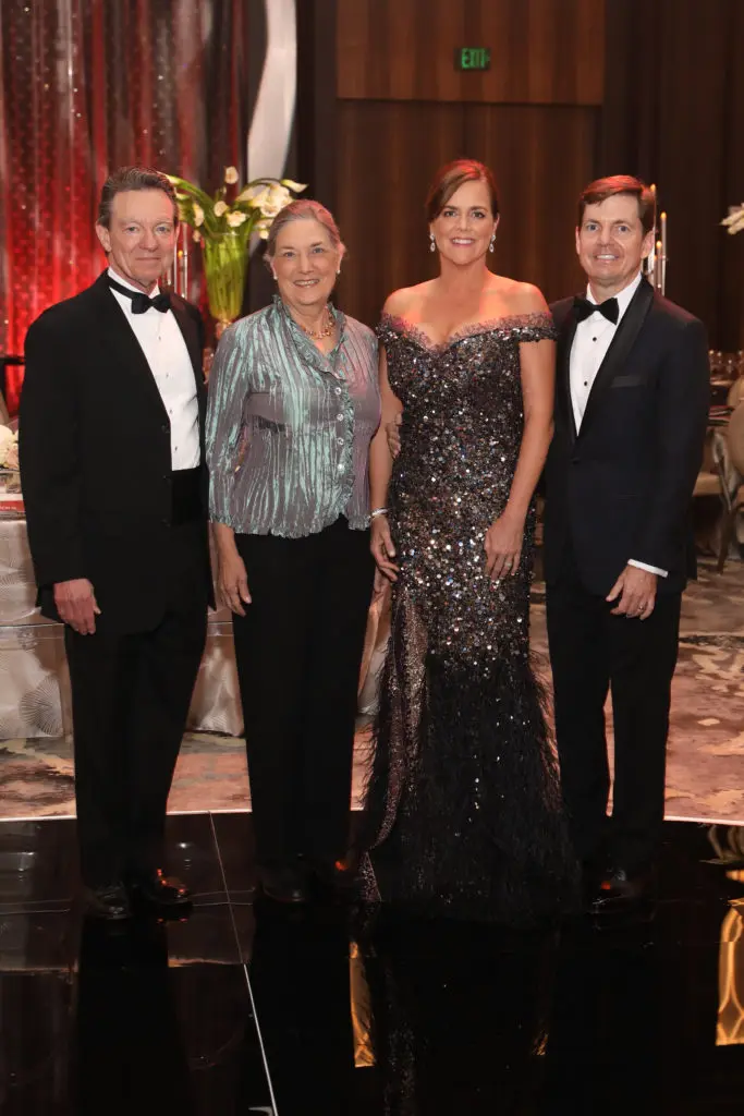 Playwright Larry Wright & Roberta Wright, Alley Theatre 75th anniversary gala chairs Christina & Steve Morse (Photo by Priscilla Dickson)