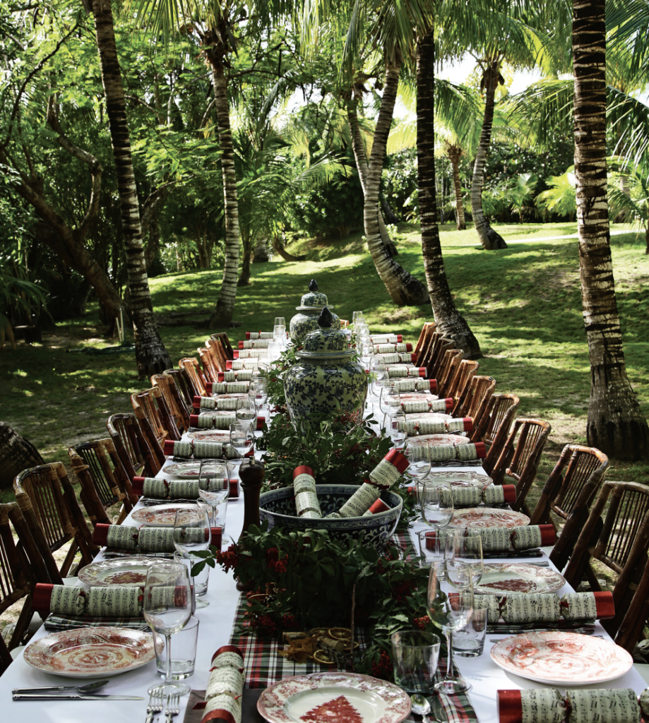 Holiday crackers at a well-laid table.