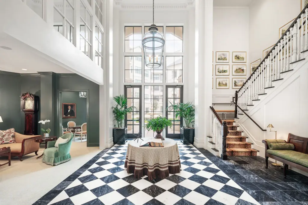 The  elegant foyer at The Tradition Buffalo Speedway (Photo courtesy of The Tradition)