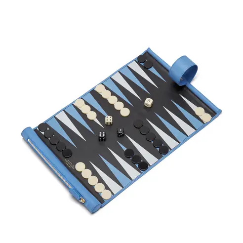 The Smythson Backgammon Roll is a great way to bring the fun with you.
