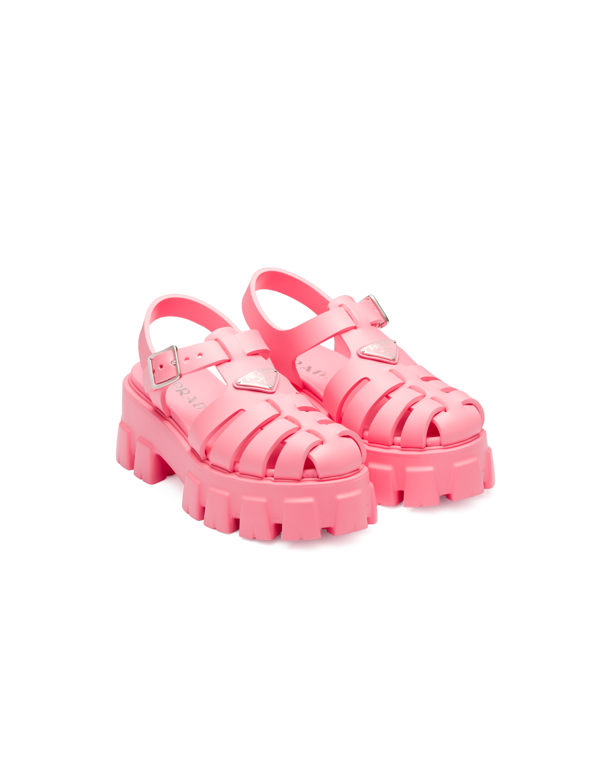 Prada foam rubber sandals in begonia pink, $690, available at Neiman Marcus NorthPark and Prada.com