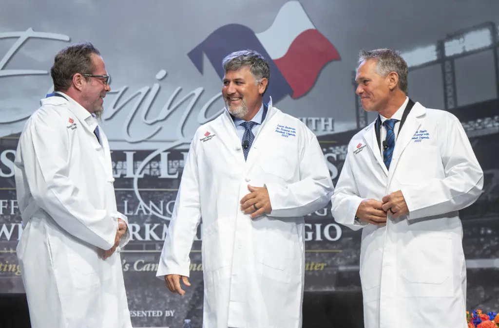 The Astros' Killer B's, Jeff Bagwell, Lance Berkman and Craig Biggio, become Texas Children's Dr. B's with presentation of monogramed lab coats.