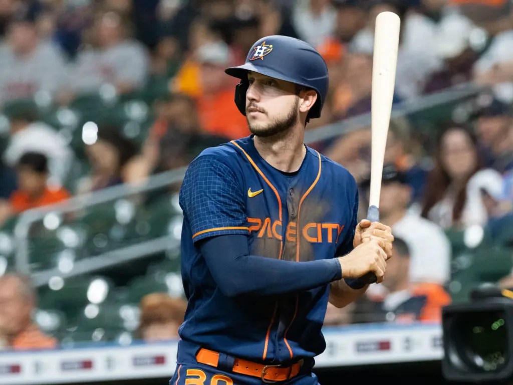 Kyle Tucker rarely leaves a game without some dirt on his Astros uniform. Space City jerseys or not. (Photo by F. Carter Smith)
