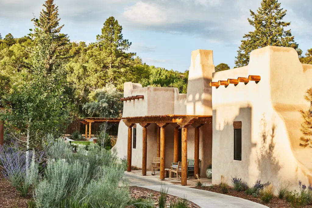 One of several public spaces on the grounds of Bishop's Lodge.  (Photo by Auberge Resorts Collection)