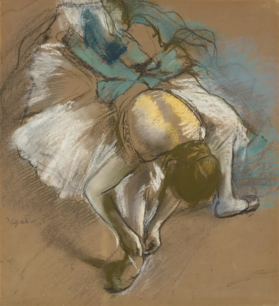 This Degas, Danseuse attachant son chausson, speaks to Anne Bass' passion for dance, especially ballet.