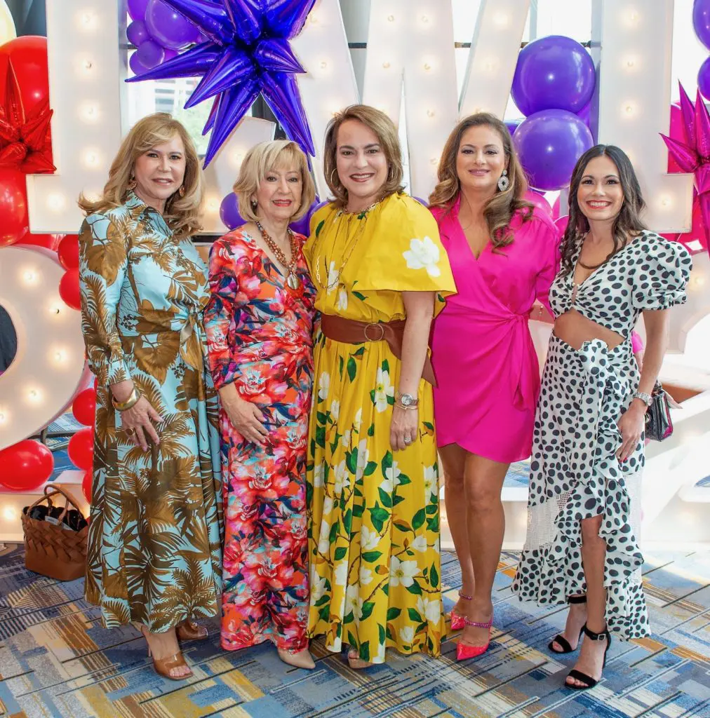 Cyndy Garza Roberts, Roni Hernandez, Diva Garza, Jolene Trevino, Michele Leal  at the Latin Women's Initiative 20th anniversary luncheon (Photo by Jacob Power)