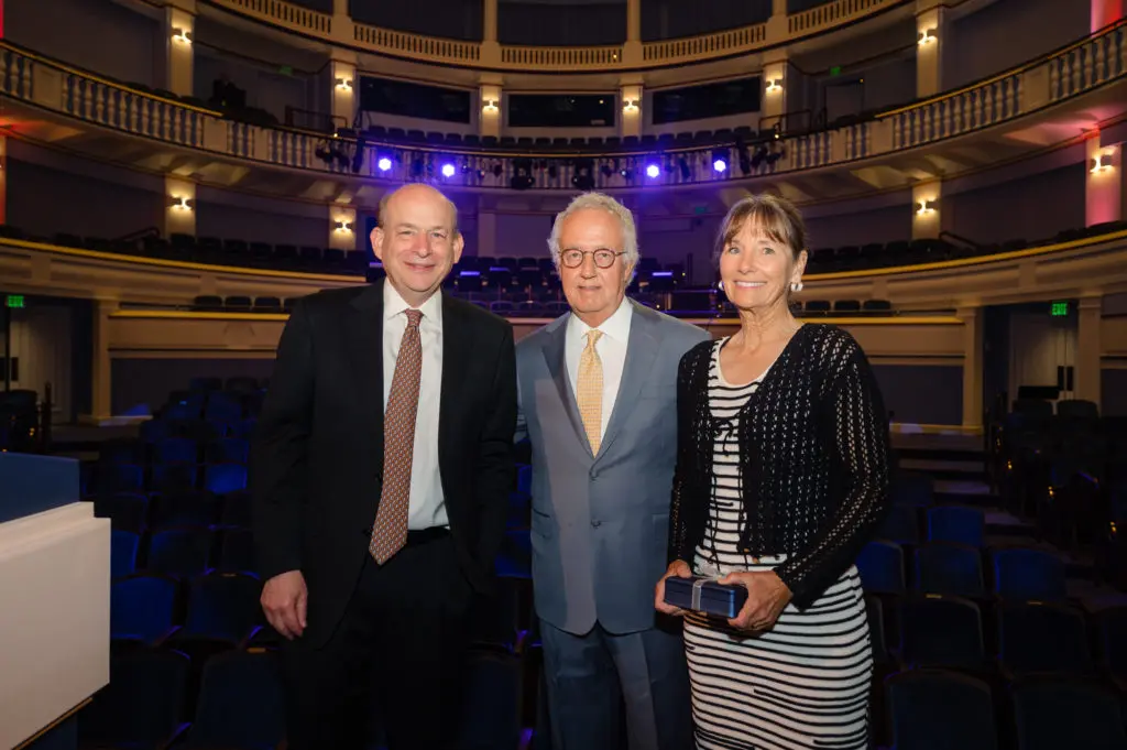 Rice University president David Leebron, Bob& Michele Yekovich at the university's 'A Celebration for Brockman Hall for Opera' (Photo by Jeff Fitlow)
