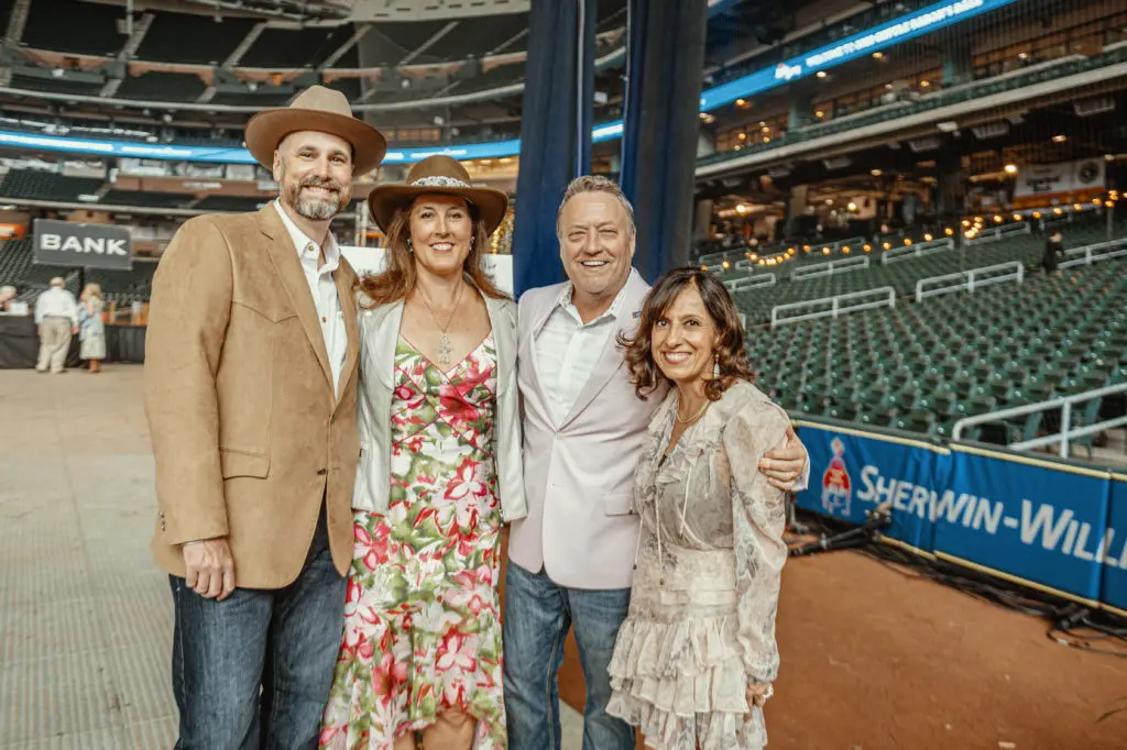 Brian Costello & Dr. Karen Knudsen, Jeff & Cindi Fehlis at the Cattle Baron's Ball at Minute Maid Park
