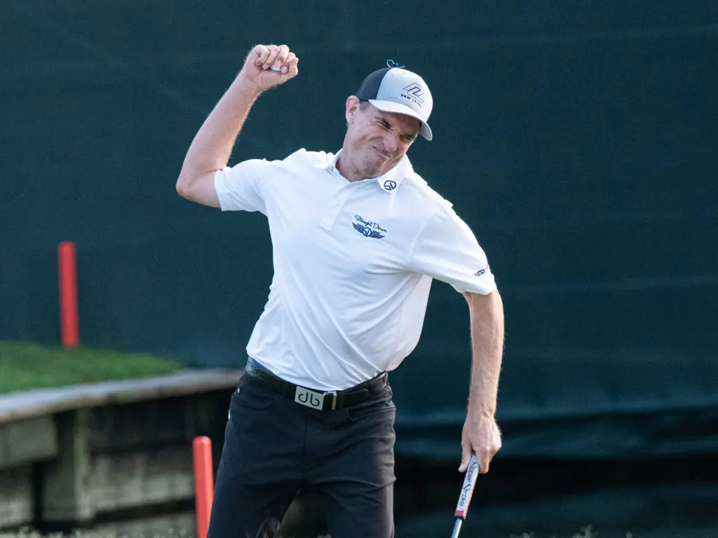 New Zealand's Steven Alker brought a new definition to pumped up after winning the Champions Tour stop in The Woodlands. (Photo by F. Carter Smith)