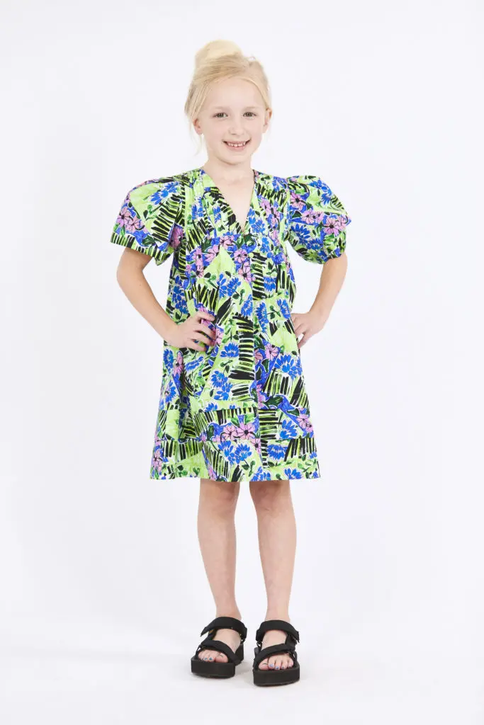 Hunter Bell NYC Jenkins dress for kids in Erratic Azalea pattern