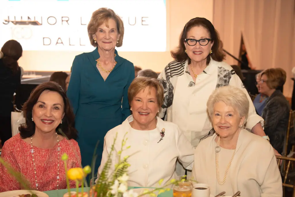 Jill Smith, Junior League of Dallas Centennial Co-chair Margo Goodwin, Margie Francis, Stephanie Goodwin, and Elizabeth Gunby. (Photo by Tamytha Cameron)