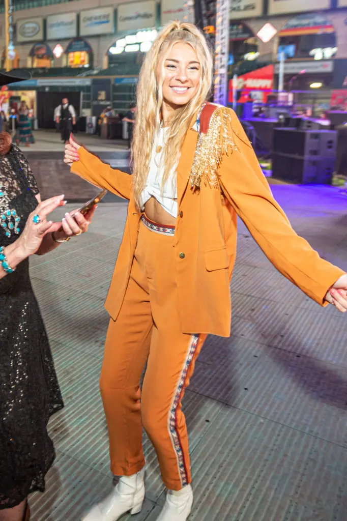 Julia Cole at the Cattle Baron's Ball at Minute Maid Park