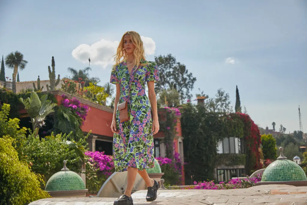 Hunter Bell NYC Larson Dress in Erratic Azalea print