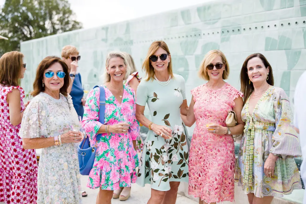 Marji Hill, Meredith Lamberton, Emily Clay, Kathy Boyd, Andria Francis at the lunch celebrating Emily Clay's $1 million gift to Houston Botanic Garden. (Photo by Hung L. Truong Photography )