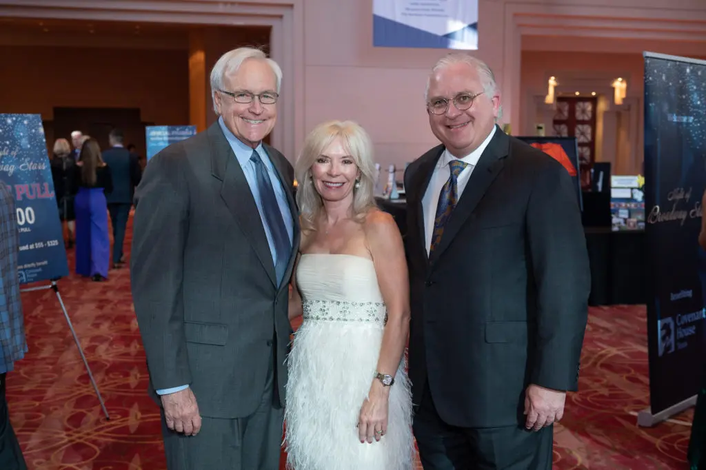 Bill King, Cheryl Boblitt, Randy Walker at the Covenant House Texas Night of Broadway Stars (Photo by Wilson Parish)
