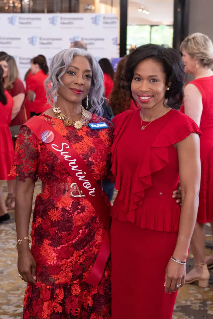 Monitrice Malone, Roslyn Bazzelle Mitchell at the American Heart Association 'Go Red for Women' luncheon (Photo by Wilson Parish) 