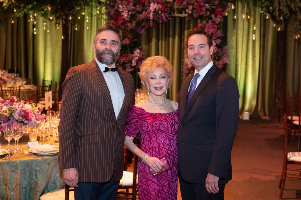 Stanton Welch AM, Margaret Alkek Williams and Jim Nelson at the Houston Ballet reveal of the $10 million legacy gift that Williams has made to the company. (Photo by Wilson Parish)