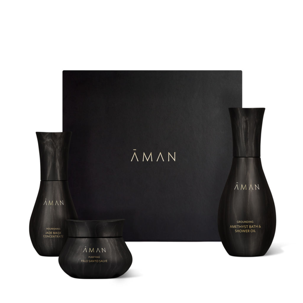The Aman Skincare Travel Essentials Set is a must for any vacation.