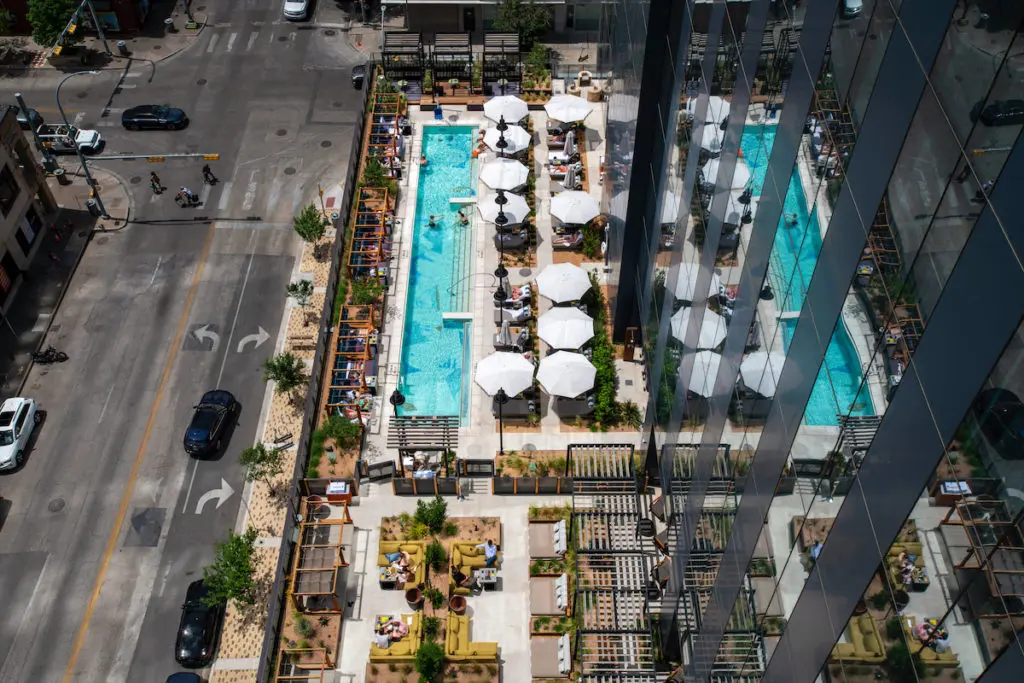 Thompson Austin has a rooftop pool on the 4th floor, which includes Wax Myrtle's bar and restaurant. (Photo by Al Argueta)