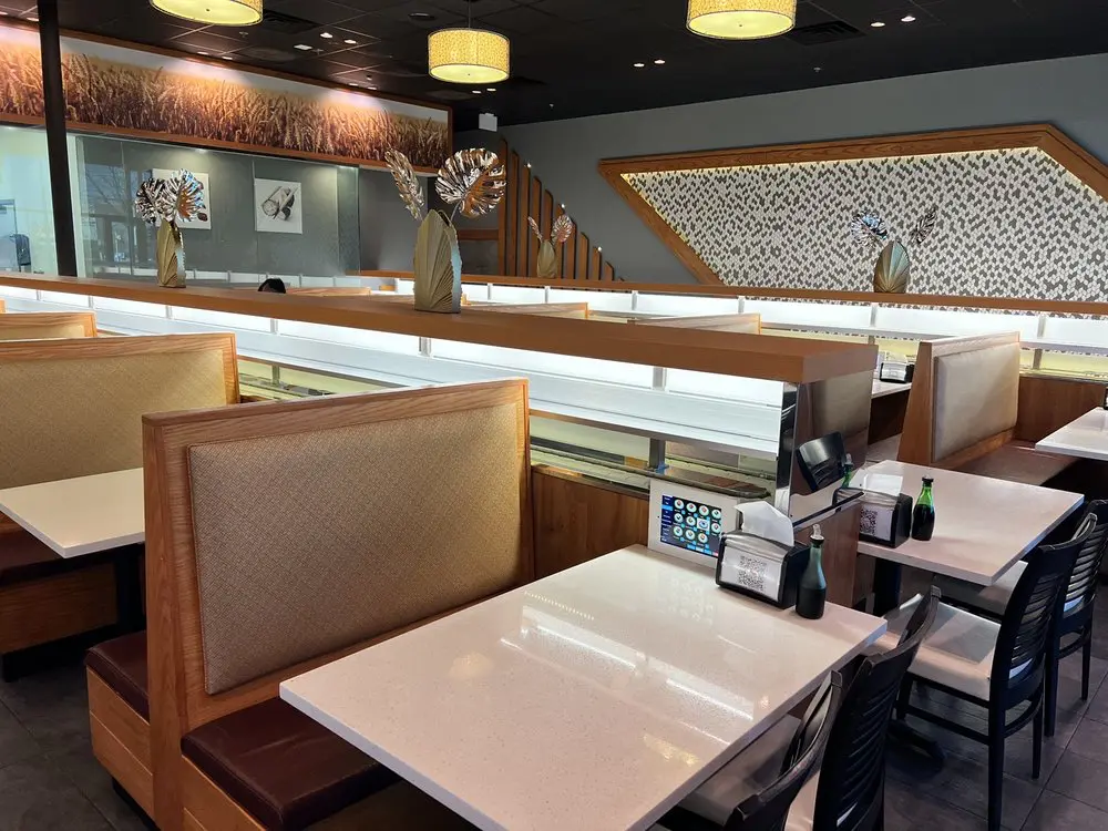 Akarii Revolving Sushi – You order via tablet and the freshly prepared plates of sushi arrive to your table by conveyor belt.