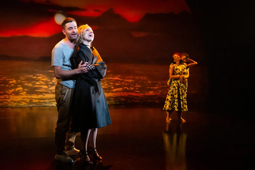 Christy Altomare as Scarlet, Adam Kantor as The Neighbor, Morgan Marcell as The Wife, and David Guzman as The Husband. (Photo by Lynn Lane.) 
