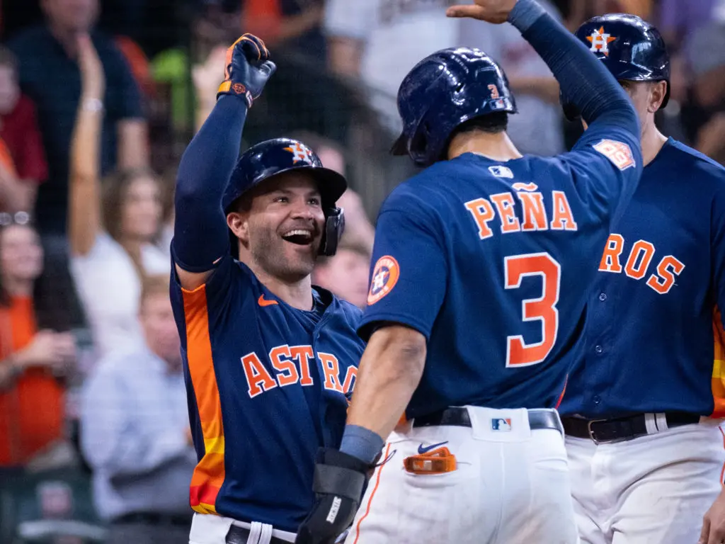 Houston Astros like Jose Altuve and Jeremy Pena know its another good day to be an Astro. (Photo by F. Carter Smith)