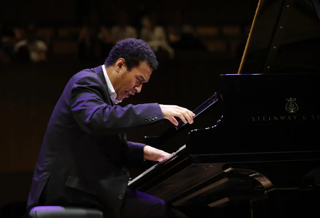 Clayton Stephenson from the United States performs during the Sixteenth Cliburn International Piano Competition. (Photo by Ralph Lauer)