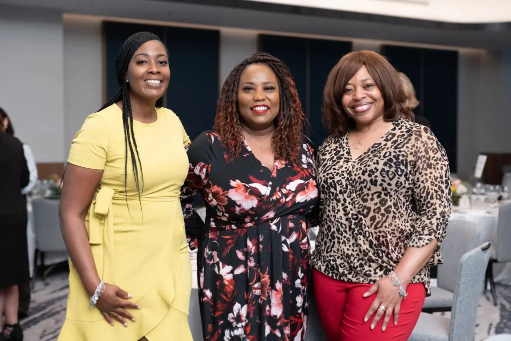 Jessica Adlam, Arlecia Williams, Janice Mayers at the Dress for Success Houston wine tasting at the Four Seasons Hotel. (Photo by Daniel Ortiz)