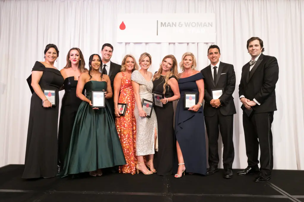 The 2022 class of competitors for the title of Leukemia & Lymphoma Man & Woman of the Year honors at the final celebration at River Oaks Country Club. (Photo by Daniel Ortiz)