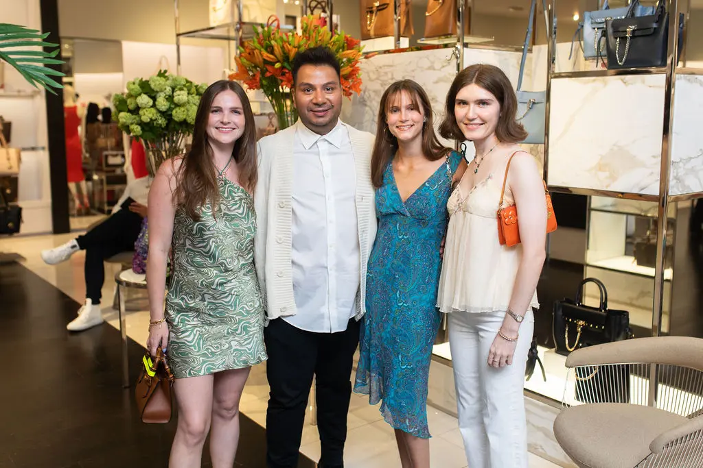 Lauren Reckling, Sergio Morales, Christiana Reckling, Emmy Reckling at Cocktails for a Cause at Michael Kors in The Galleria (Photo by Leah Wilson Photography)