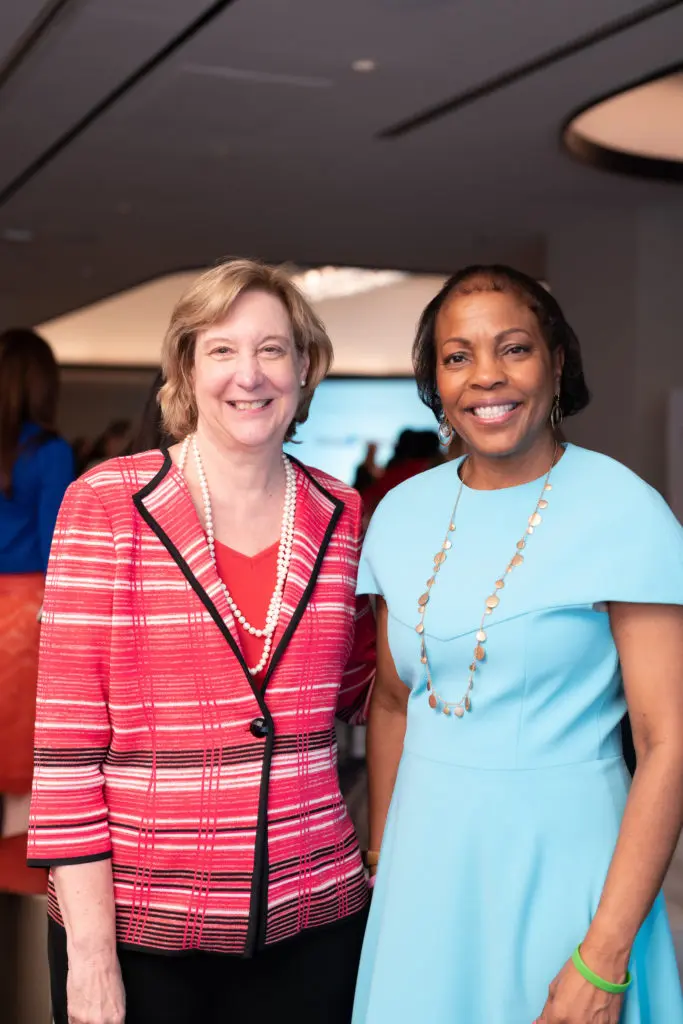 Lynne Harkel-Rumford, Genora Boykins at the Dress for Success Houston event at the Four Seasons Hotel. (Photo by Daniel Ortiz)