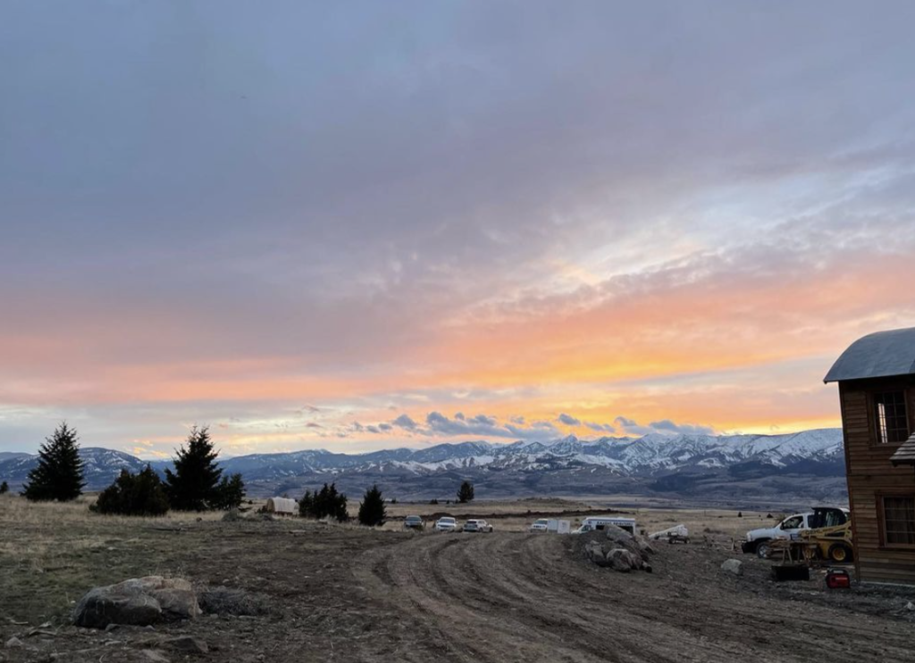 Sunset on the set of Murder at Yellowstone City in Montana. (Courtesy of @murderatyellowstonecity)