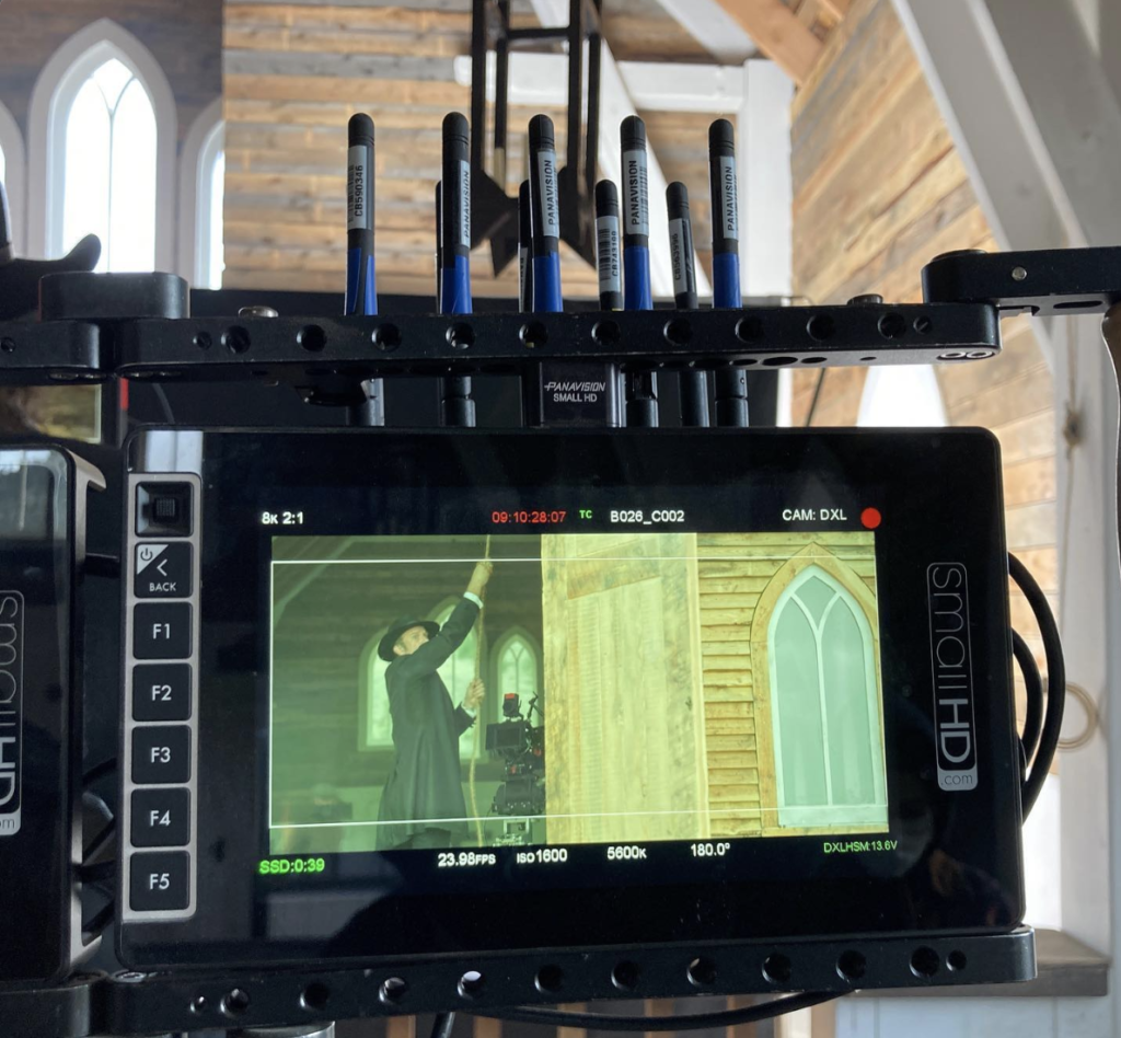 POV of Richie Gray behind the monitor on set. (Courtesy of @murderatyellowstonecity)