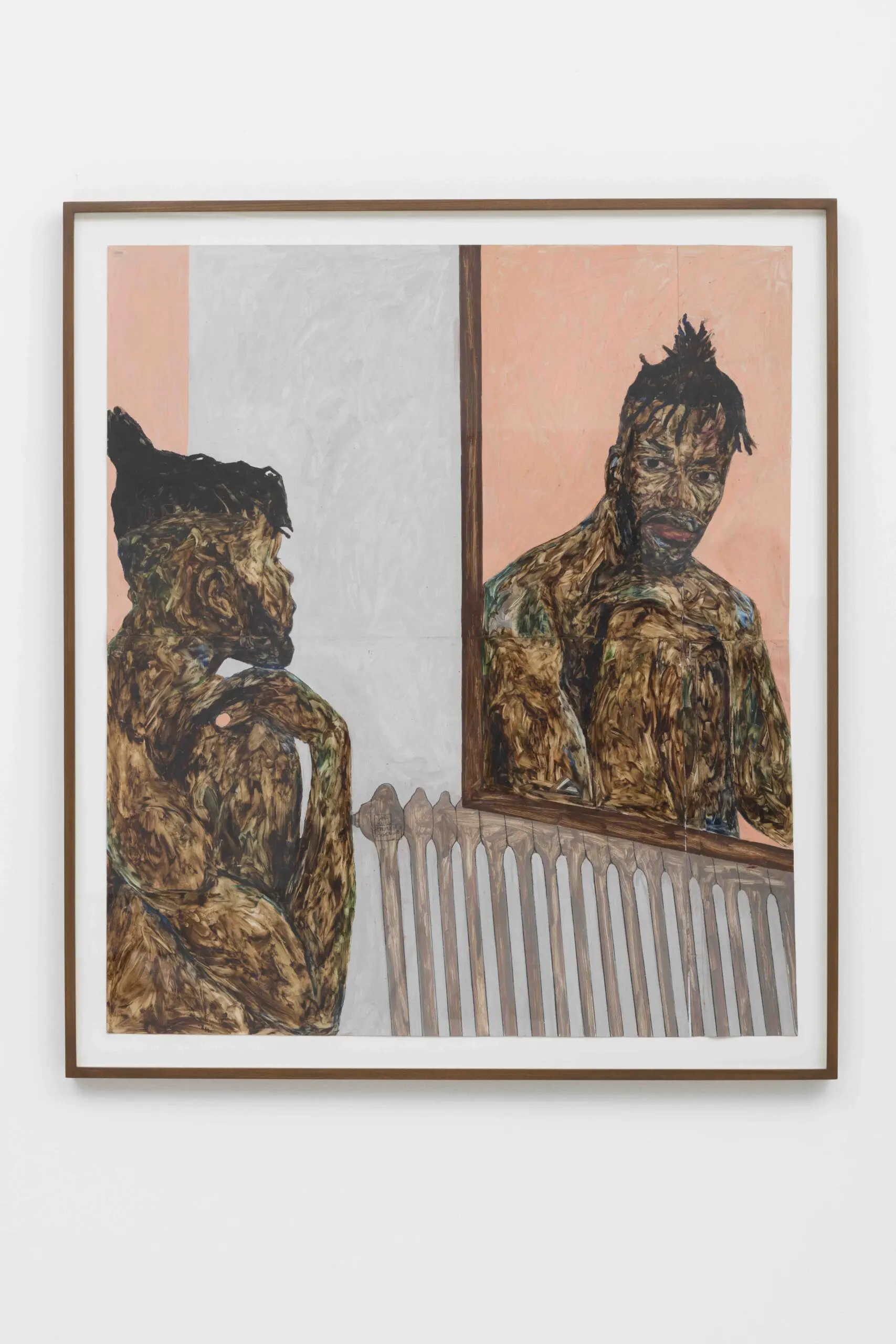 Amoako Boafo’s “Reflection I” (detail), 2018, at Contemporary Arts Museum Houston (Image and work courtesy Roberts Projects, Los Angeles and private collection; photo Robert Wedemeyer)