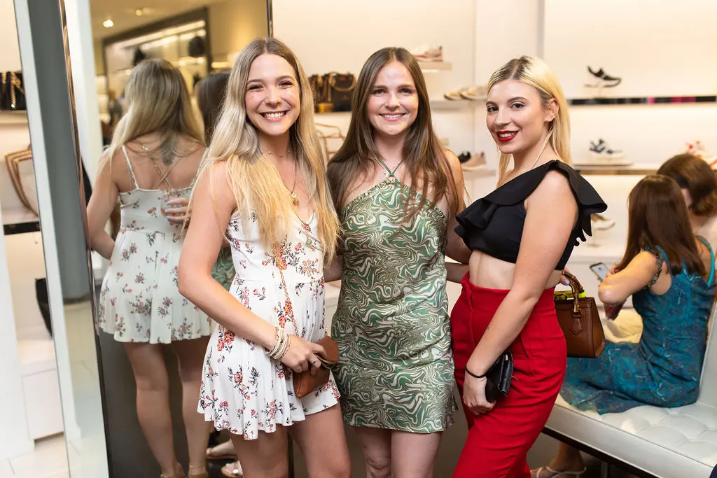 Victoria Greenlee, Lauren Reckling, Chiara Staub at Cocktails for a Cause at Michael Kors in The Galleria (Photo by Leah Wilson Photography)
