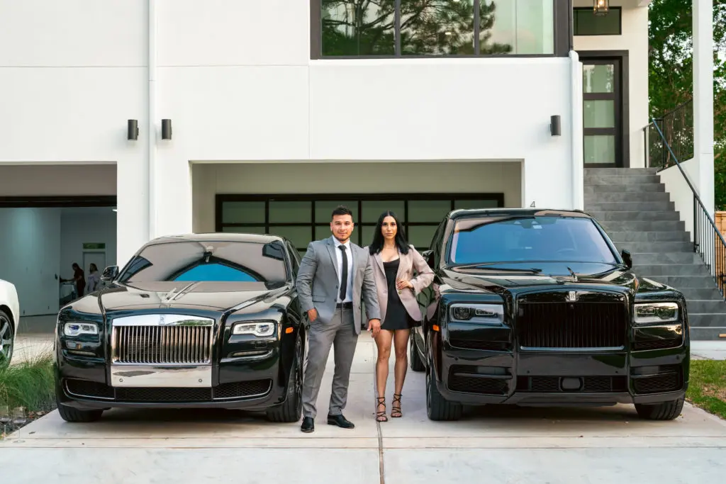Joe and Valerie Reyes with Houston Luxury Car Rental.