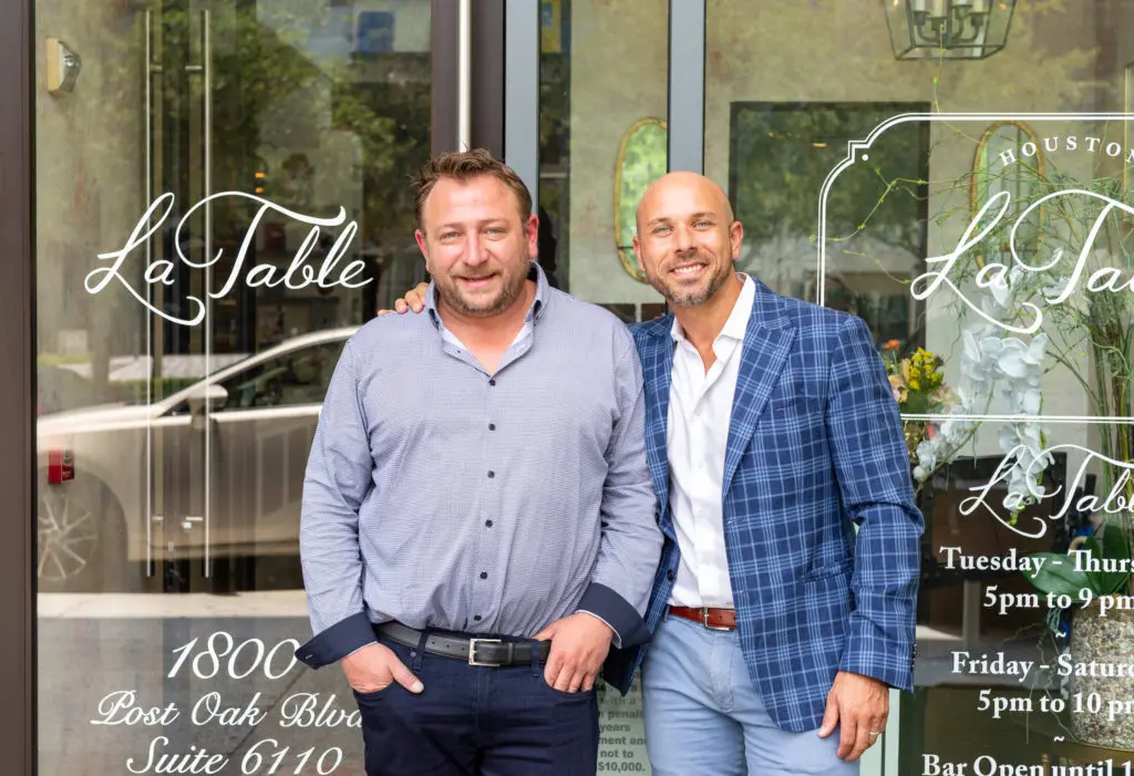 Benjamin Berg and Valerio Lombardozzi, the general manager of La Table. The restaurant is closing Friday and will be reimagined entirely and reopened in 2023. (Photo by Jenn Duncan)