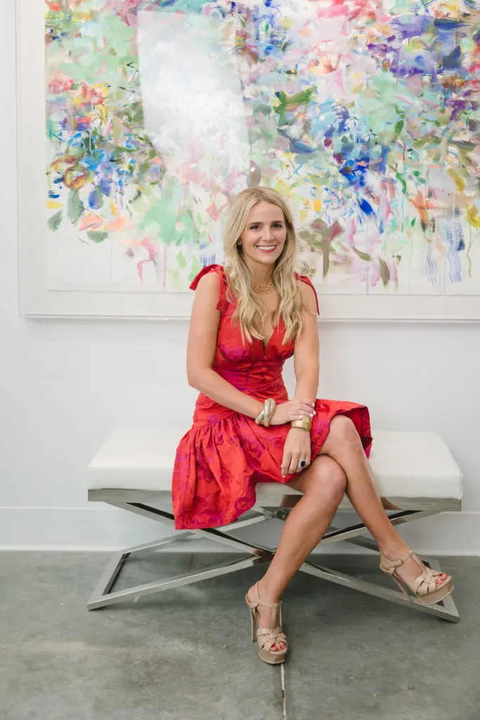 Carly Allen Martin at "Wanderlust" opening at Laura Rathe Fine Art (Photo by Johnny Than)