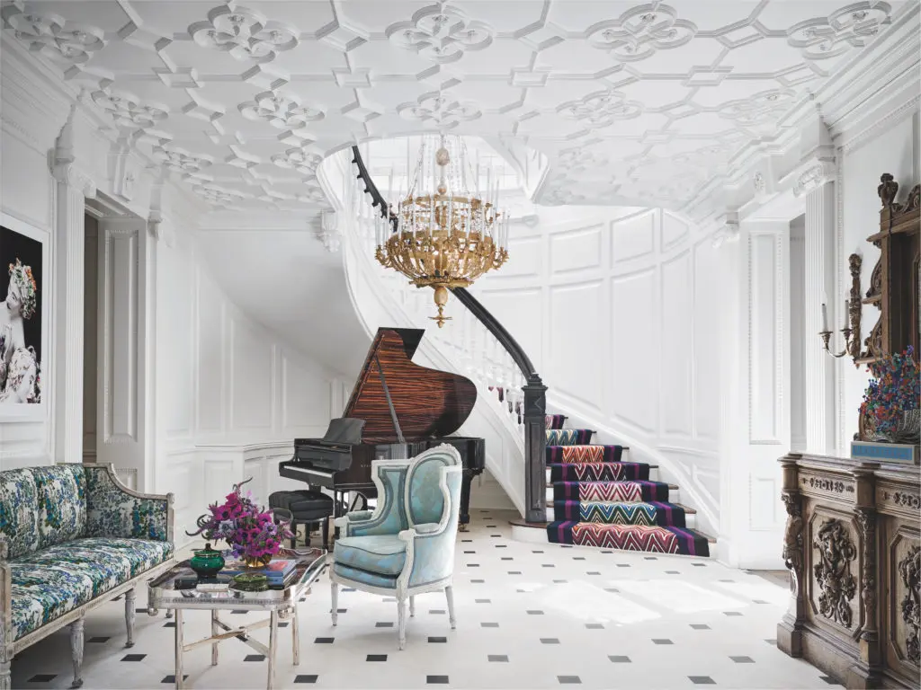 A great American house in the making designed by Ken Fulk, Sunfield Manor in Texas is epic in every sense of the word. Bold and elegant plaster details are paired with saturated color and graphic patterns. (Photo by Douglas Friedman)